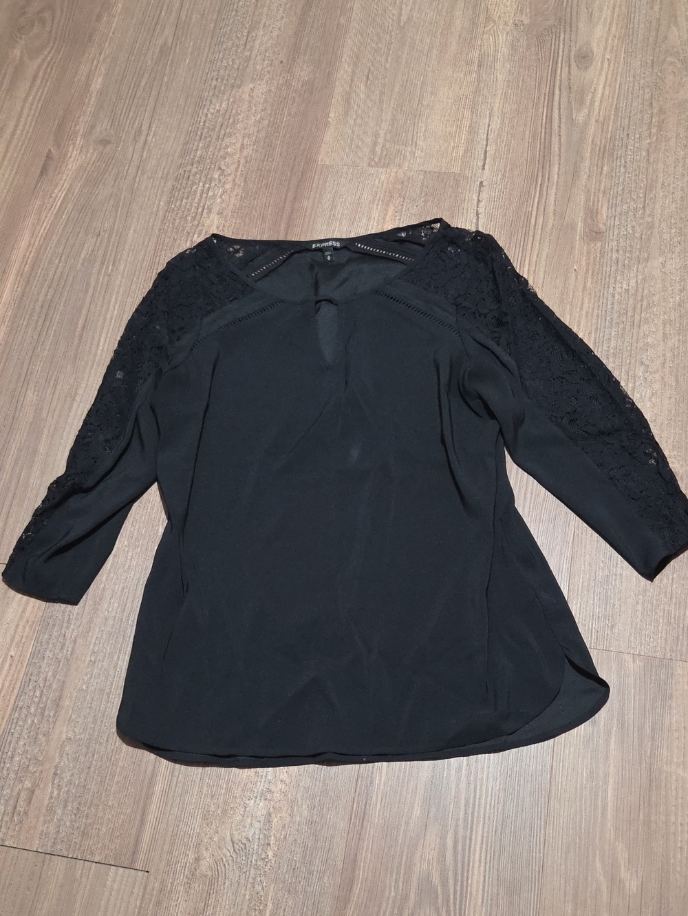 Express Black Lace-Shoulder Blouse